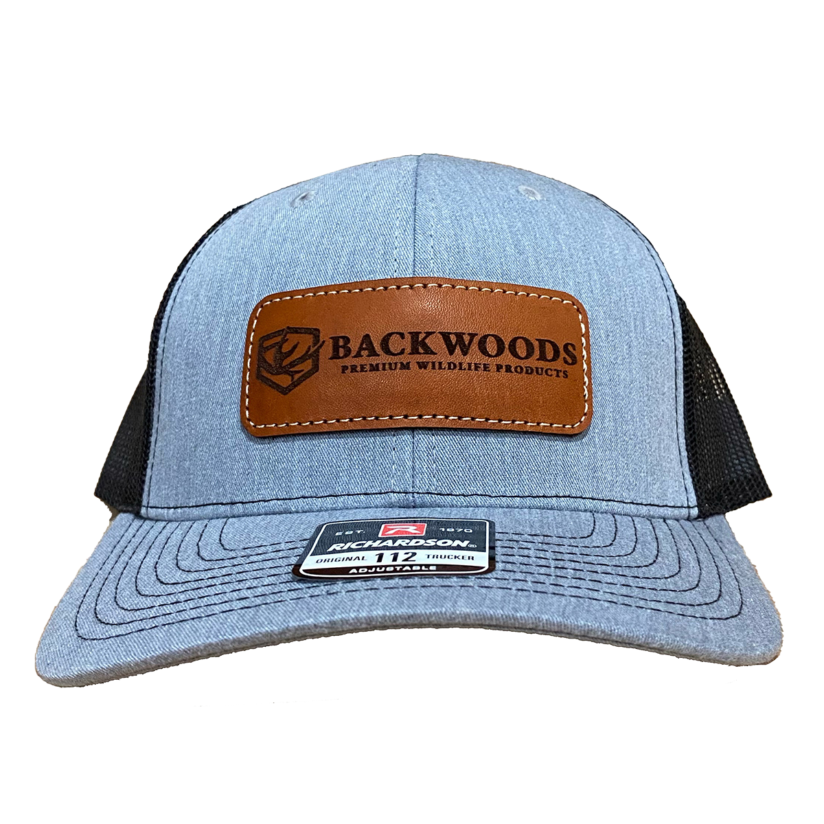 Gray/Black Leather Patch Hat