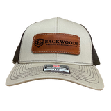Khaki/Coffee Leather Patch Hat