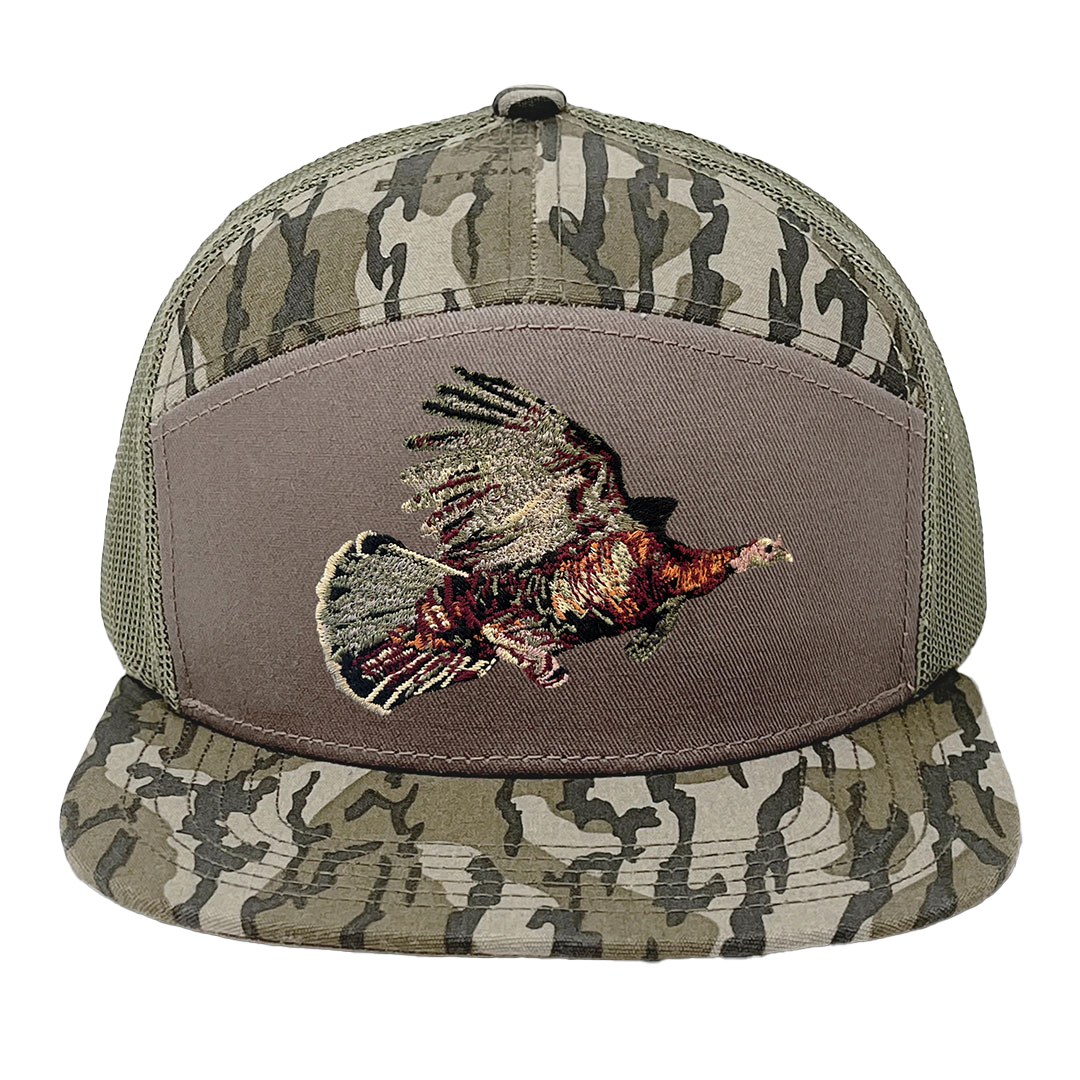 BACKWOODS ORIGINAL BOTTOMLAND 7 PANEL TRUCKER W/ EMBROIDERED TURKEY – HAT