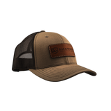 Khaki/Coffee Leather Patch Hat