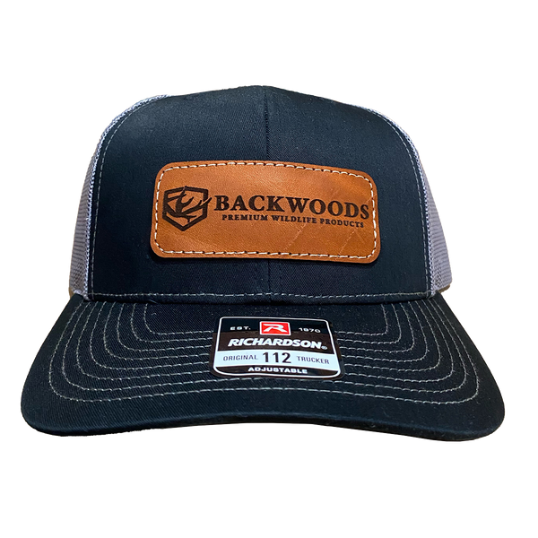 Black/Charcoal Leather Patch Hat – Backwoods Premium Wildlife