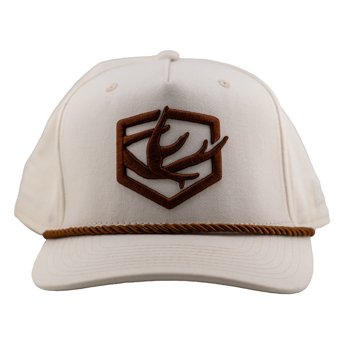 BACKWOODS  IVORY/BROWN TRUCKER ROPE HAT W/ EMBROIDERED LOGO - HAT