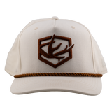 BACKWOODS  IVORY/BROWN TRUCKER ROPE HAT W/ EMBROIDERED LOGO - HAT